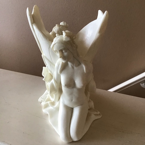 Vintage Nymph Fairies Art Deco Nouveau Ivory Resin Vase - Picture 4 of 6